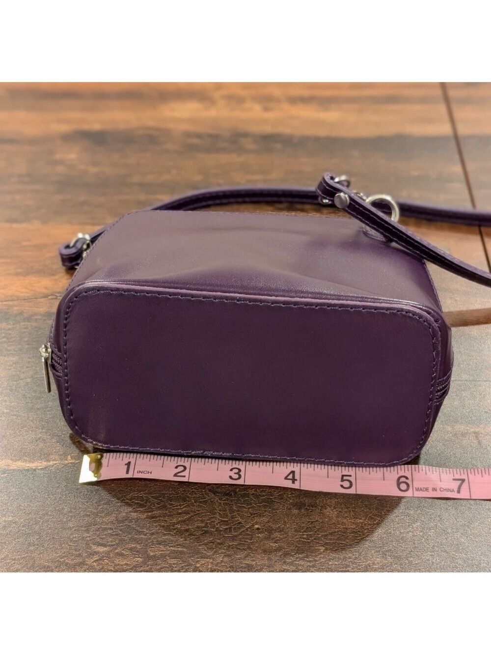 Vera Pelle Purple Crossbody Bag Genuine Leather Italy - Picture 6 of 9
